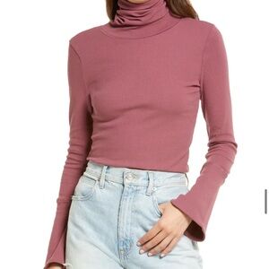 Mauve Free People Sydney Ribbed Turtleneck